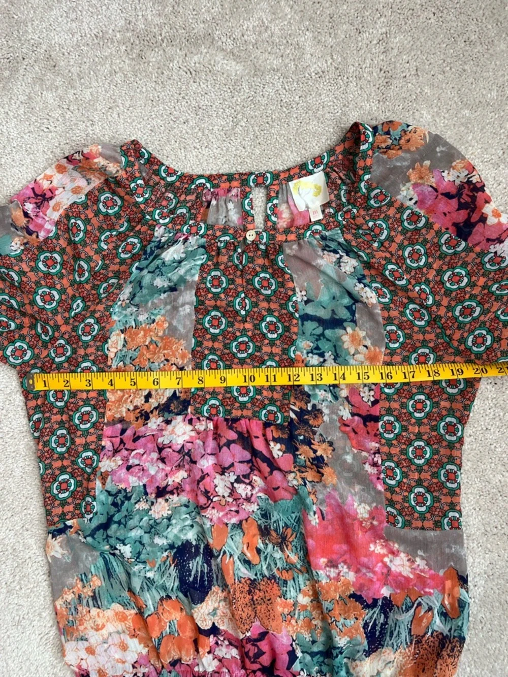 Fig & Flower Floral Boho Peasant Paisley Blouse Top Size M - Picture 7 of 8